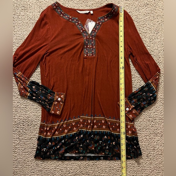 NWT SOFT SURROUNDINGS Parita Tunic Top Long Sleeve Rust Red Boho Size Small - Picture 8 of 10